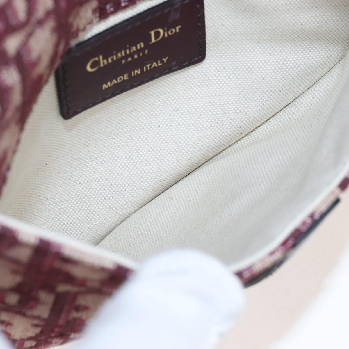 Christian Dior Trotter Canvas Saddle Waist bag Red Gold Auth LN247M