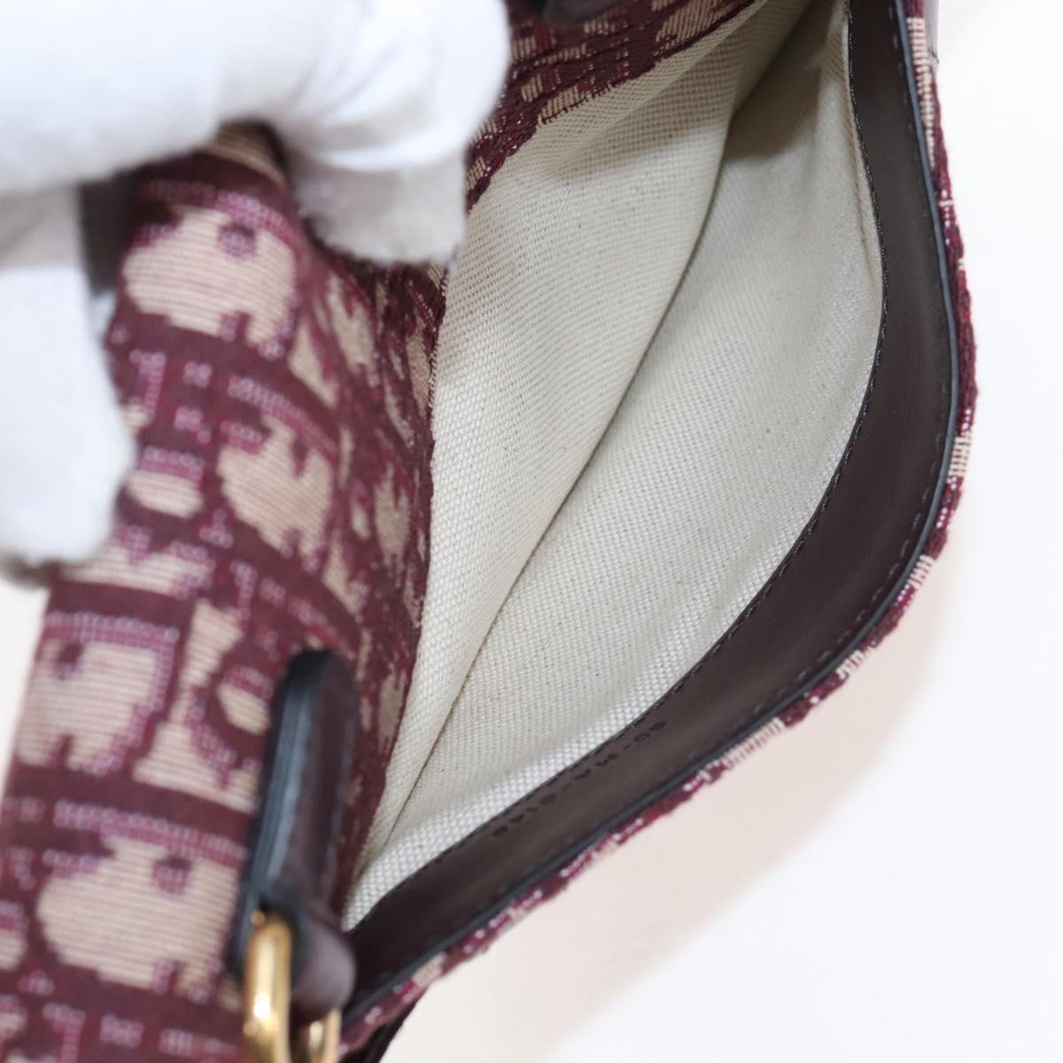 Christian Dior Trotter Canvas Saddle Waist bag Red Gold Auth LN247M