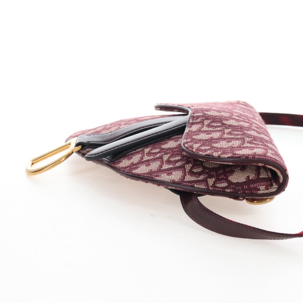 Christian Dior Trotter Canvas Saddle Waist bag Red Gold Auth LN247M