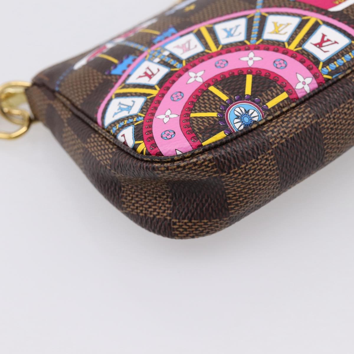 LOUIS VUITTON Damier Ebene Vivienne Mini Pochette Accessoires N60402 Auth LN251M