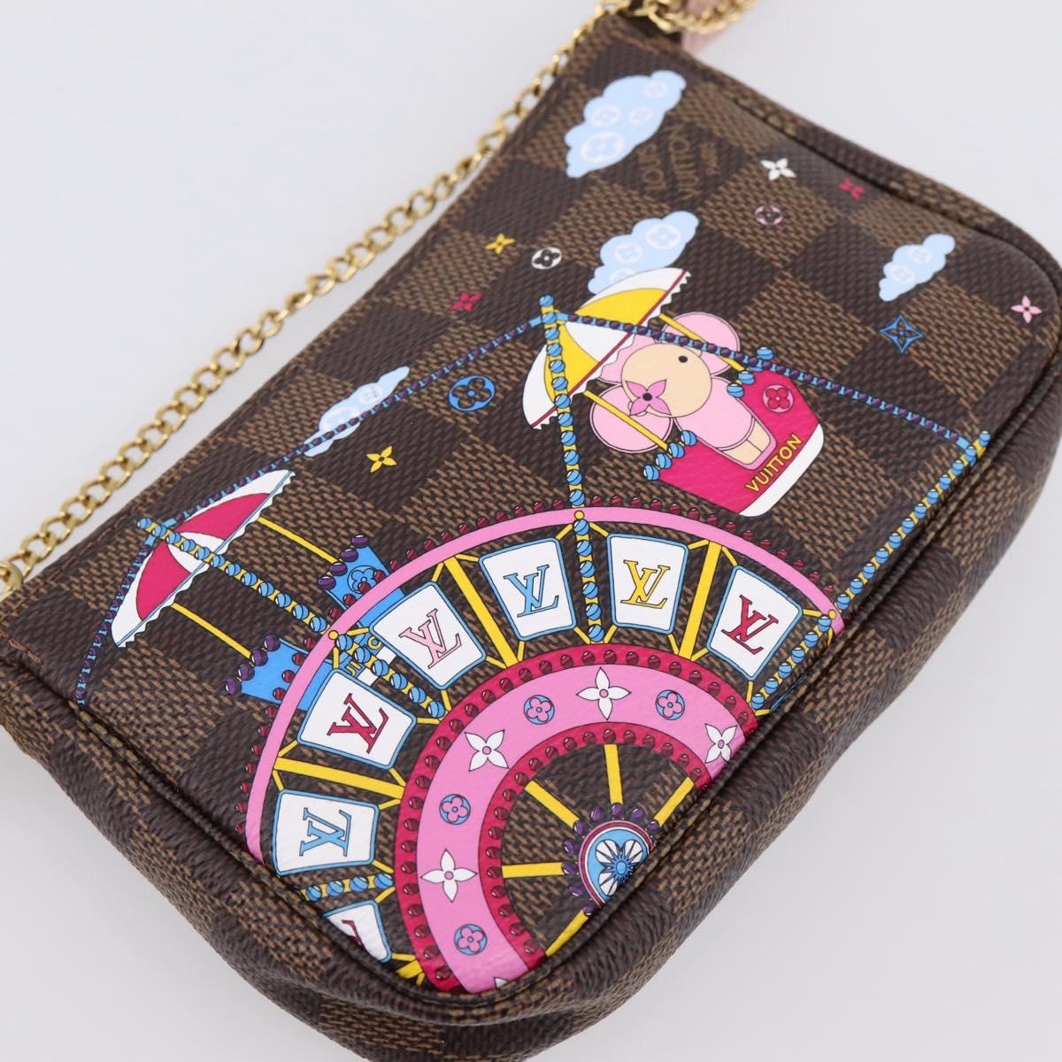 LOUIS VUITTON Damier Ebene Vivienne Mini Pochette Accessoires N60402 Auth LN251M