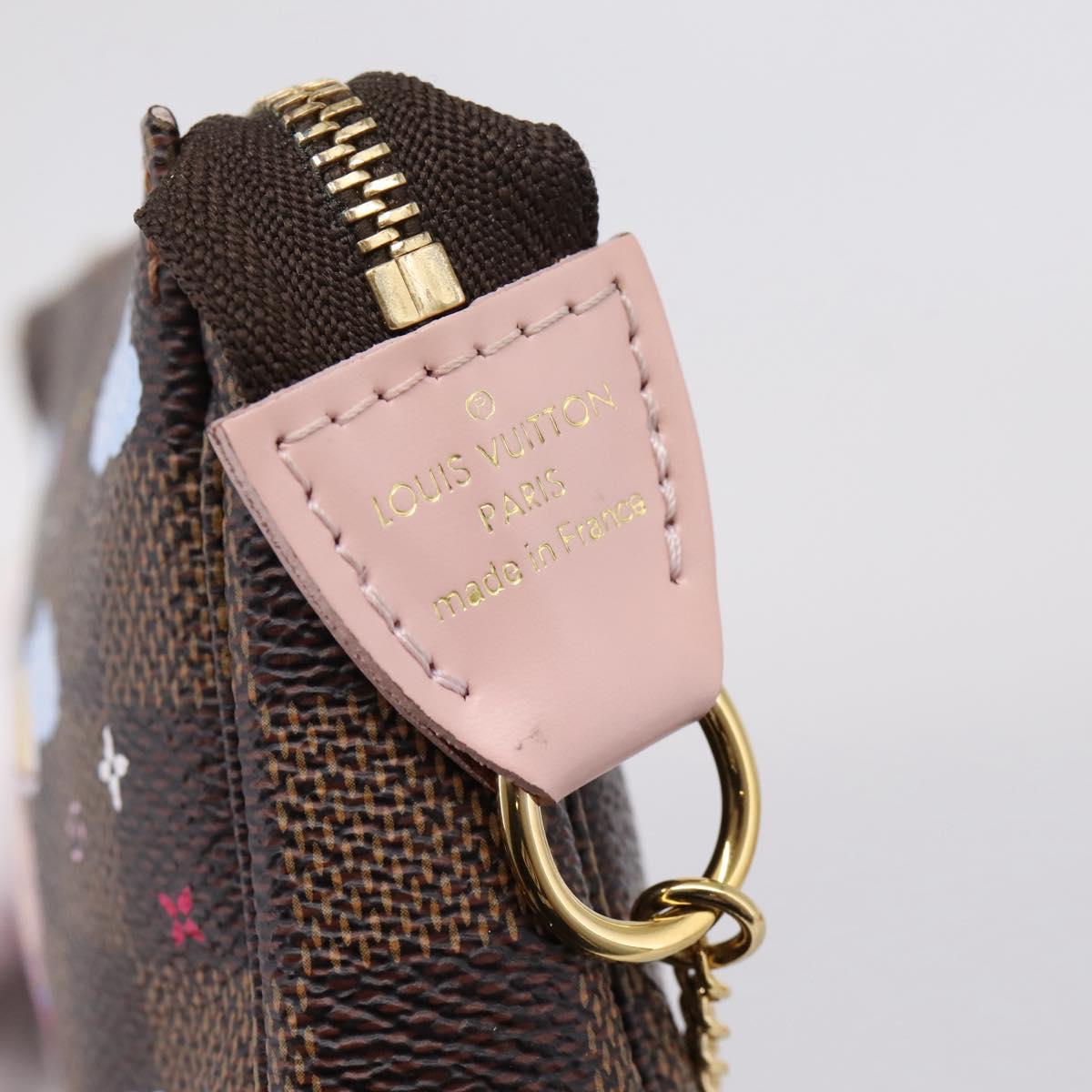 LOUIS VUITTON Damier Ebene Vivienne Mini Pochette Accessoires N60402 Auth LN251M