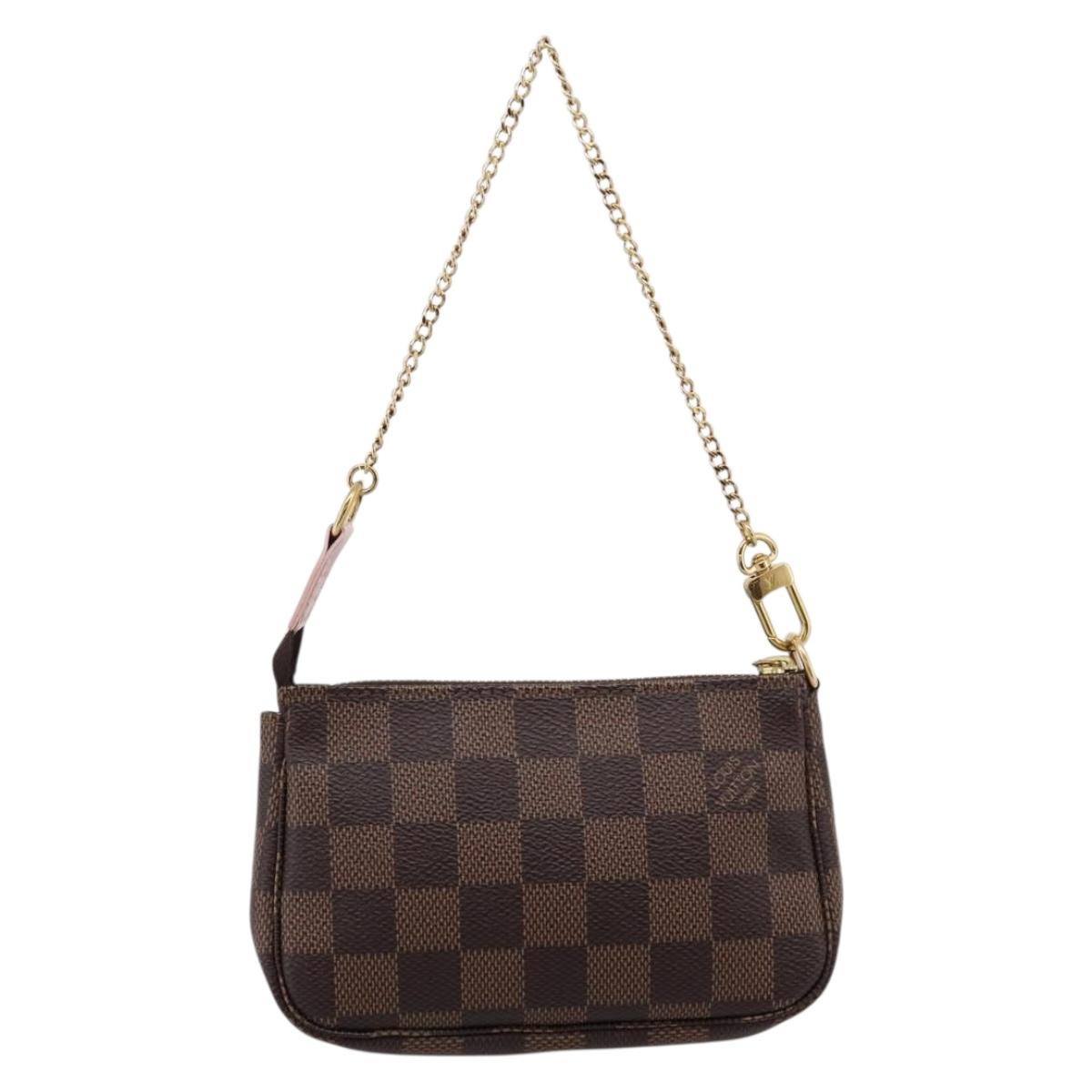 LOUIS VUITTON Damier Ebene Vivienne Mini Pochette Accessoires N60402 Auth LN251M