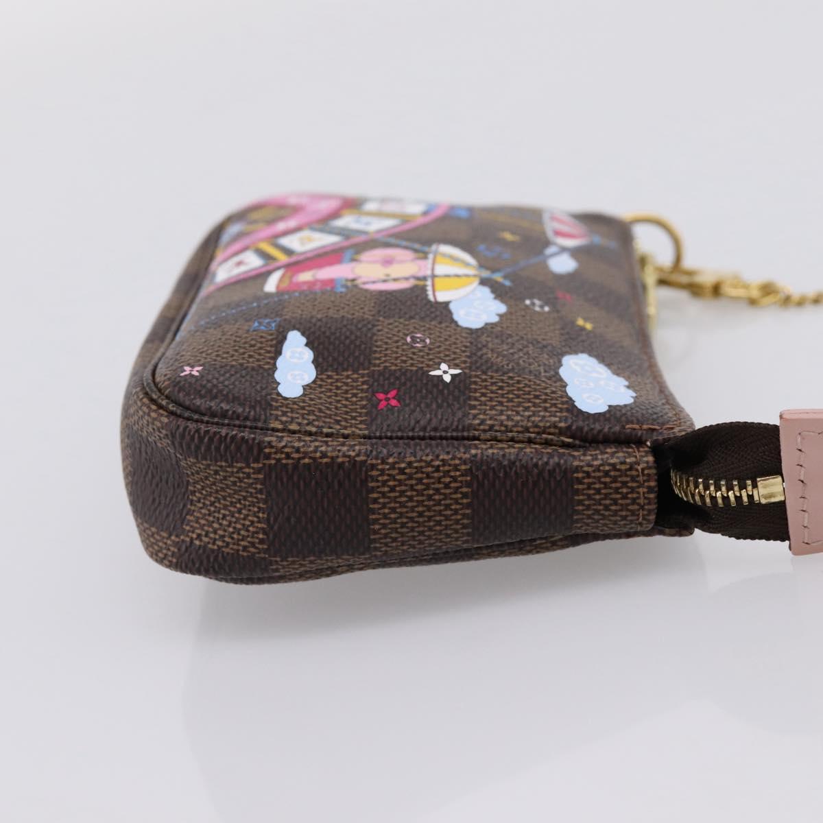 LOUIS VUITTON Damier Ebene Vivienne Mini Pochette Accessoires N60402 Auth LN251M