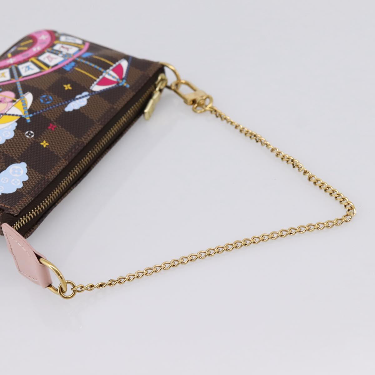 LOUIS VUITTON Damier Ebene Vivienne Mini Pochette Accessoires N60402 Auth LN251M