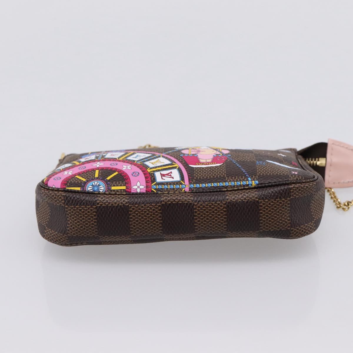LOUIS VUITTON Damier Ebene Vivienne Mini Pochette Accessoires N60402 Auth LN251M