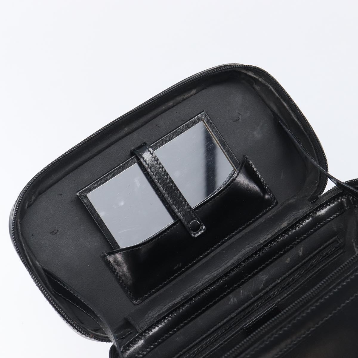 GUCCI Vanity Hand Bag Patent leather 2way Black Silver 013 2122 2490 Auth LN253