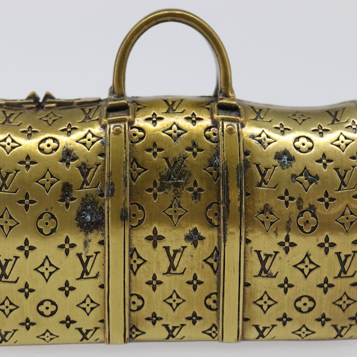 LOUIS VUITTON Monogram Keepall Motif Paper Weight metal Gold Tone LV Auth LN254
