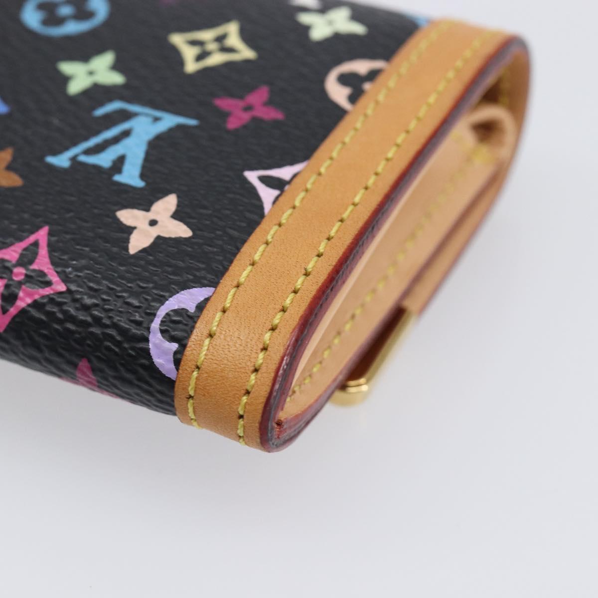 LOUIS VUITTON Monogram Multicolor Porte Monnaie Pla Black M92656 LV Auth LN255V