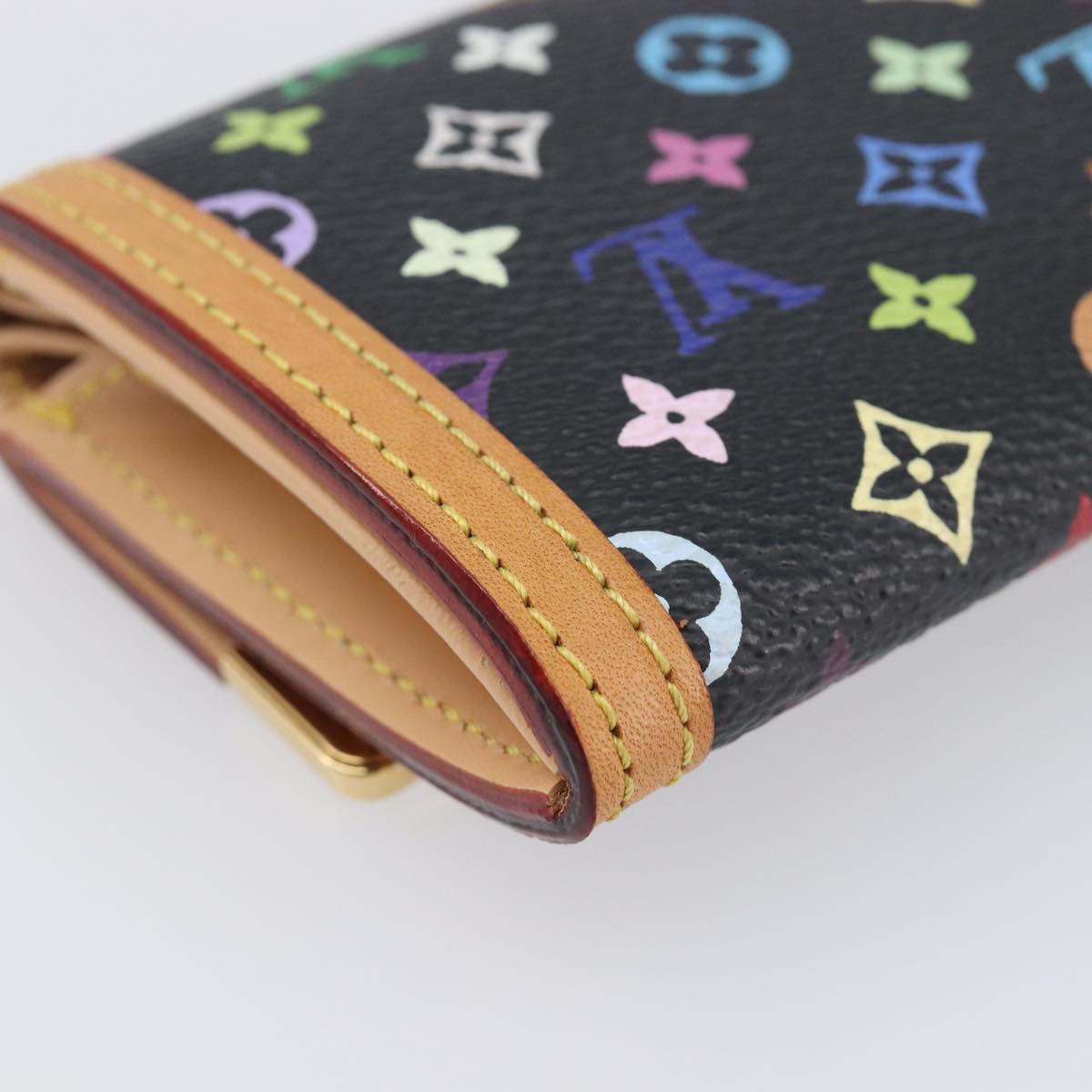 LOUIS VUITTON Monogram Multicolor Porte Monnaie Pla Black M92656 LV Auth LN255V