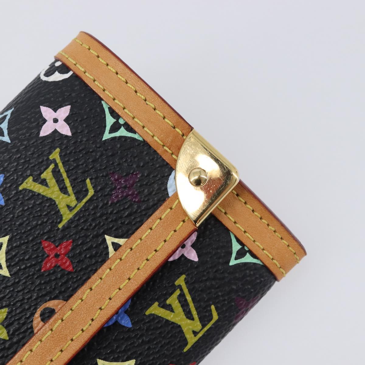 LOUIS VUITTON Monogram Multicolor Porte Monnaie Pla Black M92656 LV Auth LN255V