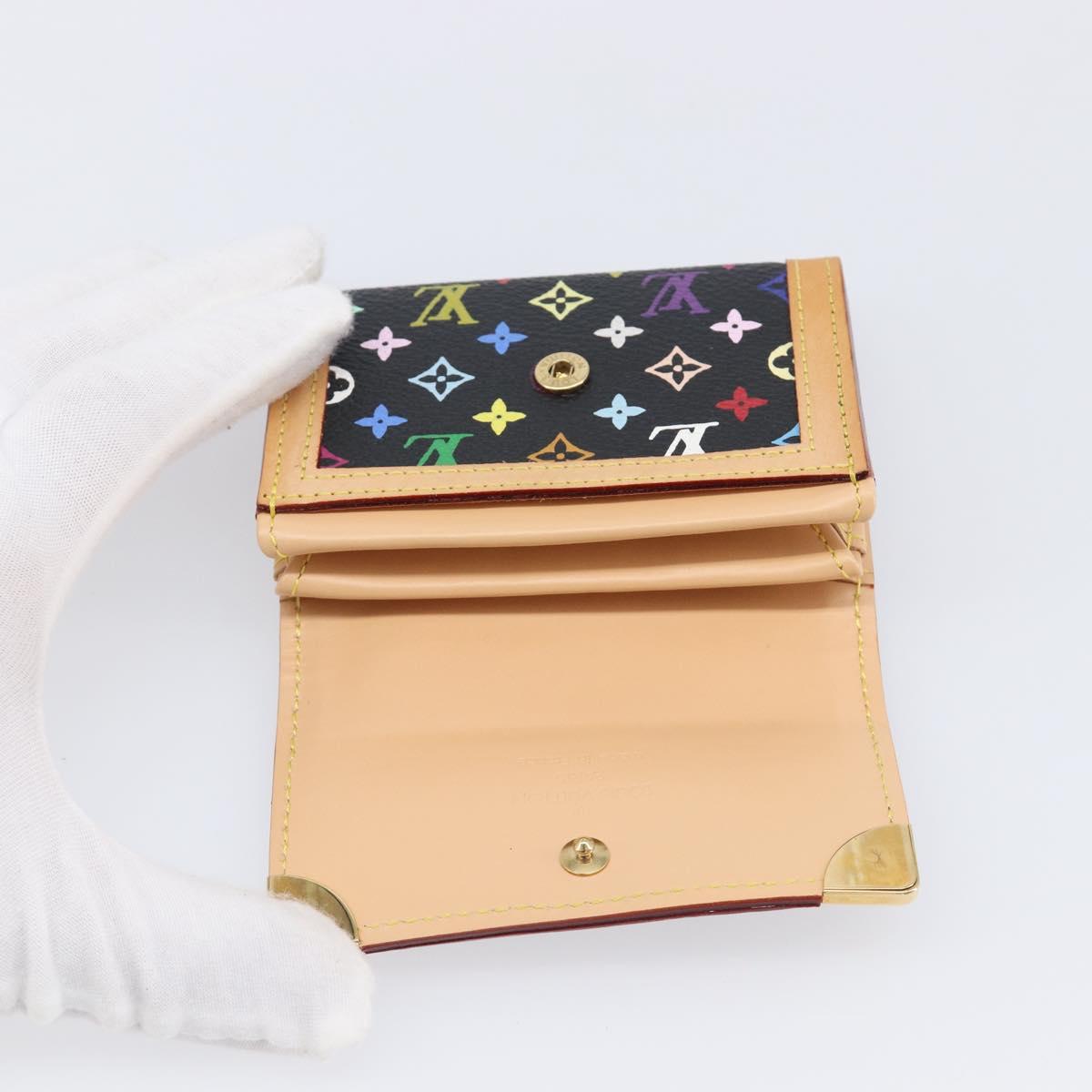 LOUIS VUITTON Monogram Multicolor Porte Monnaie Pla Black M92656 LV Auth LN255V
