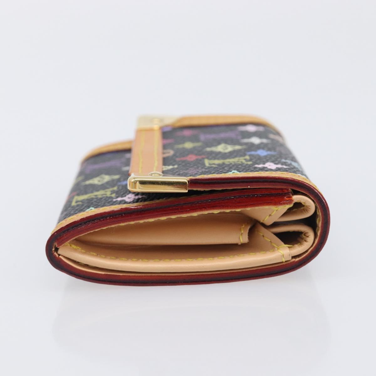 LOUIS VUITTON Monogram Multicolor Porte Monnaie Pla Black M92656 LV Auth LN255V