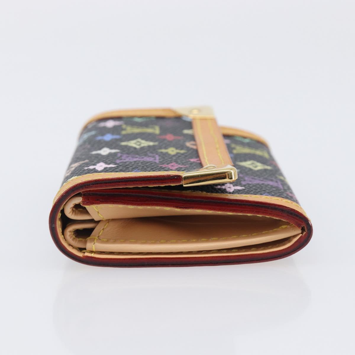 LOUIS VUITTON Monogram Multicolor Porte Monnaie Pla Black M92656 LV Auth LN255V