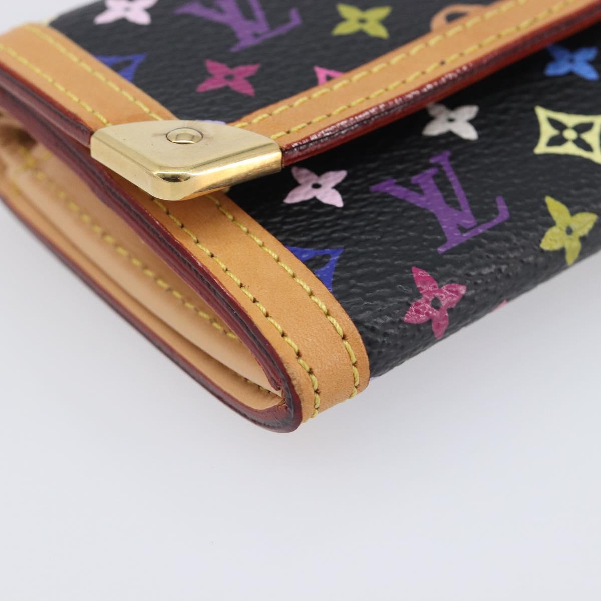 LOUIS VUITTON Monogram Multicolor Porte Monnaie Pla Black M92656 LV Auth LN255V