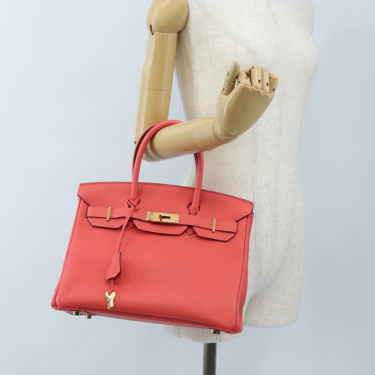 HERMES Birkin 30 Hand Bag Taurillon ClemenceLeather Pink Gold Auth LN261SM