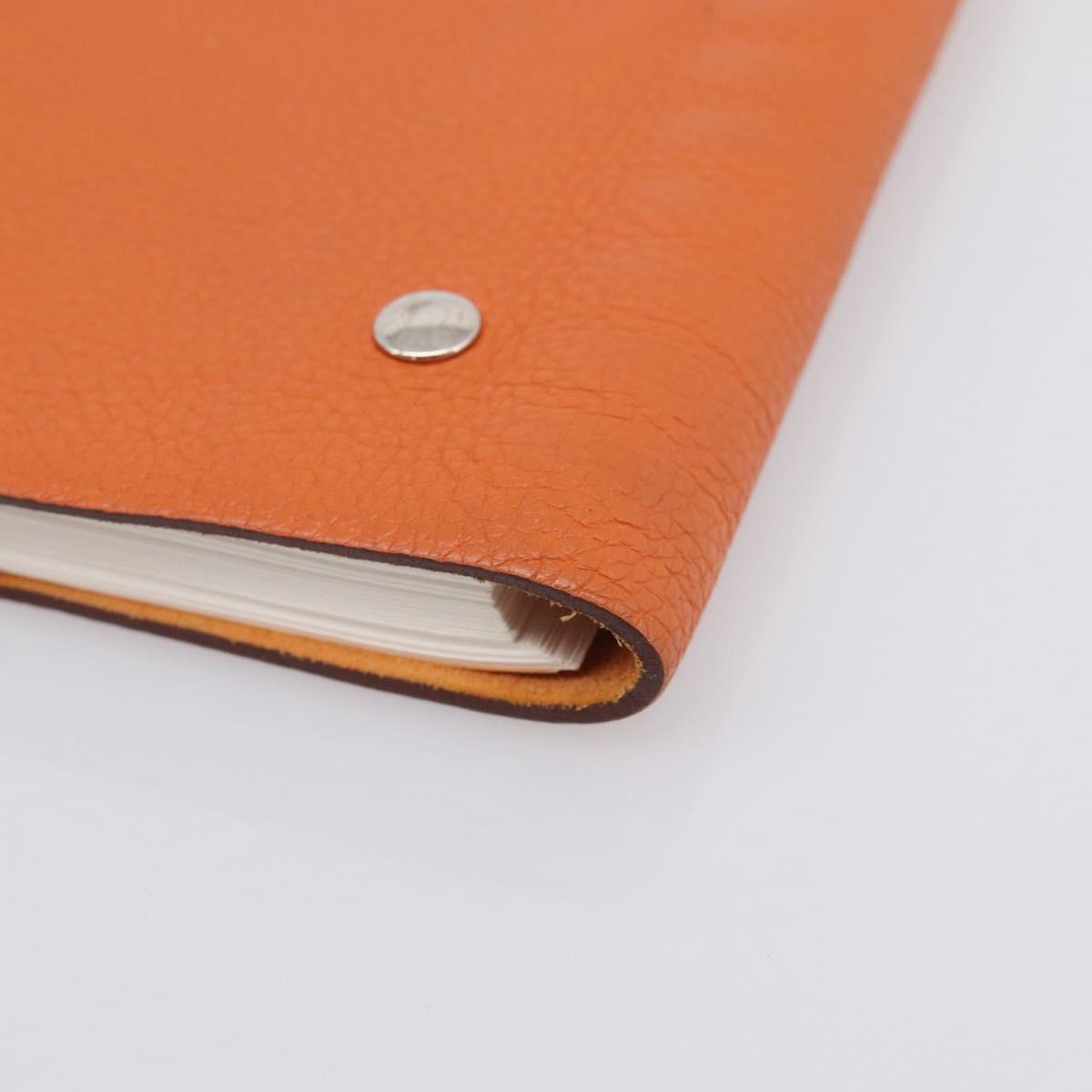 HERMES Yuris PM Day Planner Cover Leather Orange Silver Auth LN263