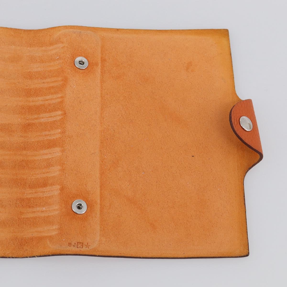 HERMES Yuris PM Day Planner Cover Leather Orange Silver Auth LN263
