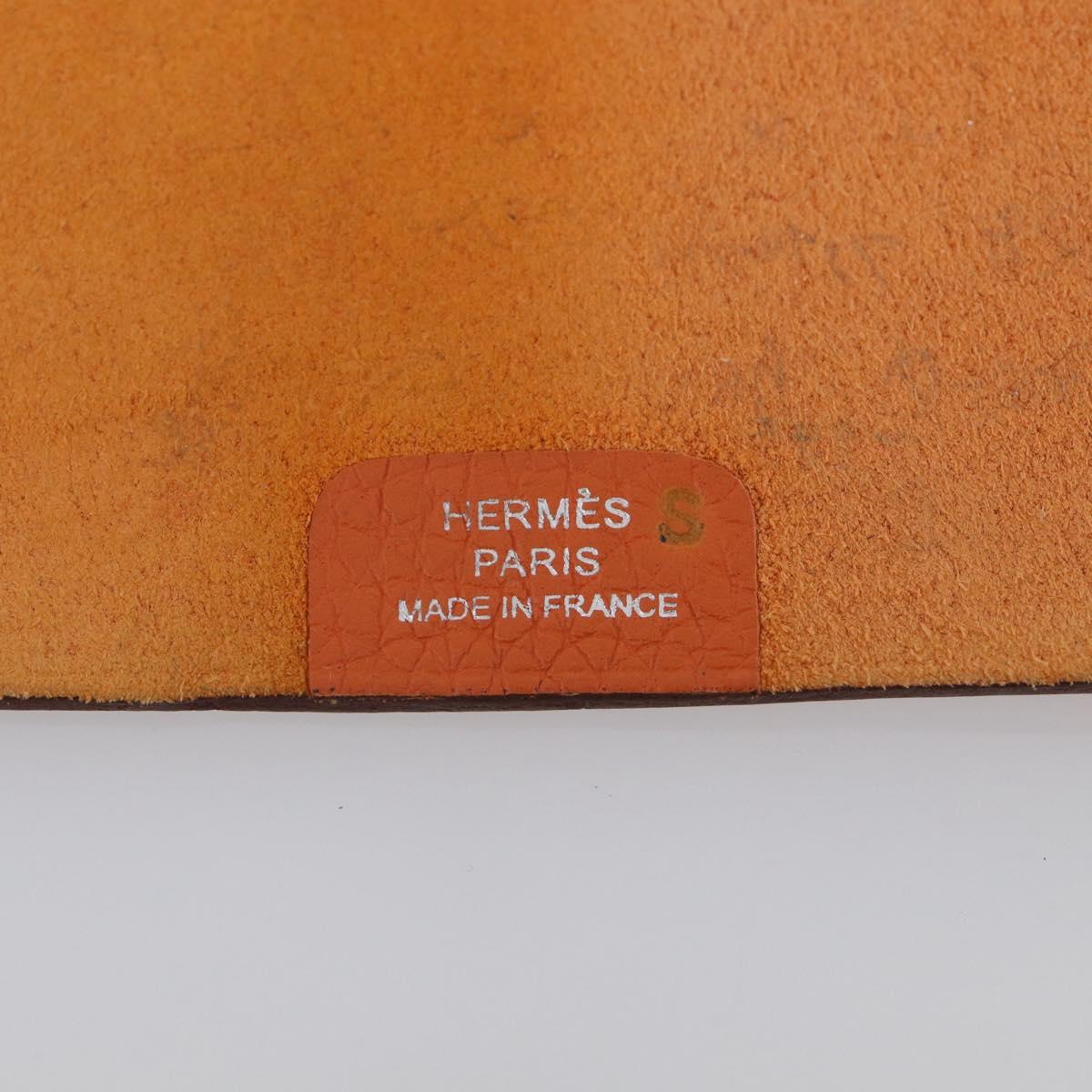HERMES Yuris PM Day Planner Cover Leather Orange Silver Auth LN263