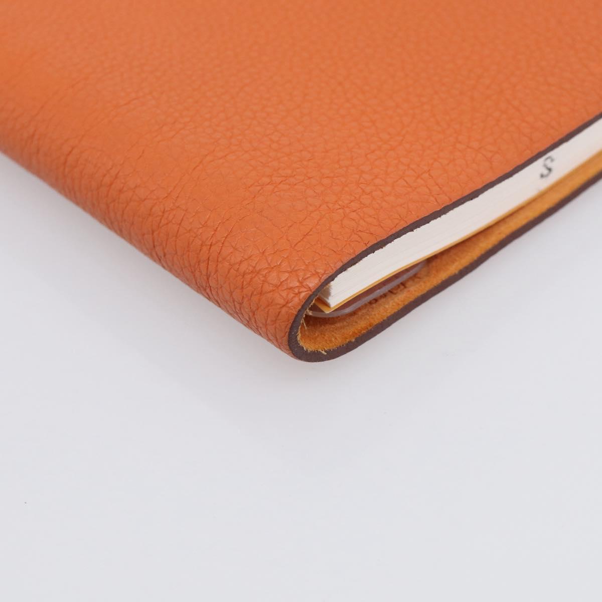 HERMES Yuris PM Day Planner Cover Leather Orange Silver Auth LN263