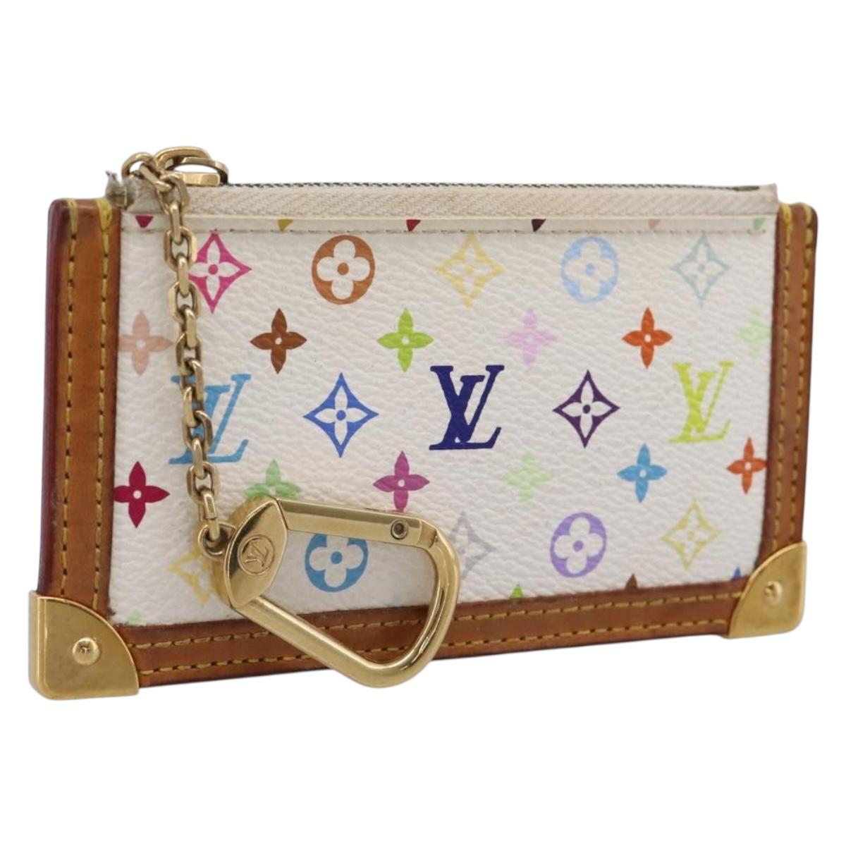 LOUIS VUITTON Monogram Multicolor Pochette Cles Purse White M92655 LV Auth LN266