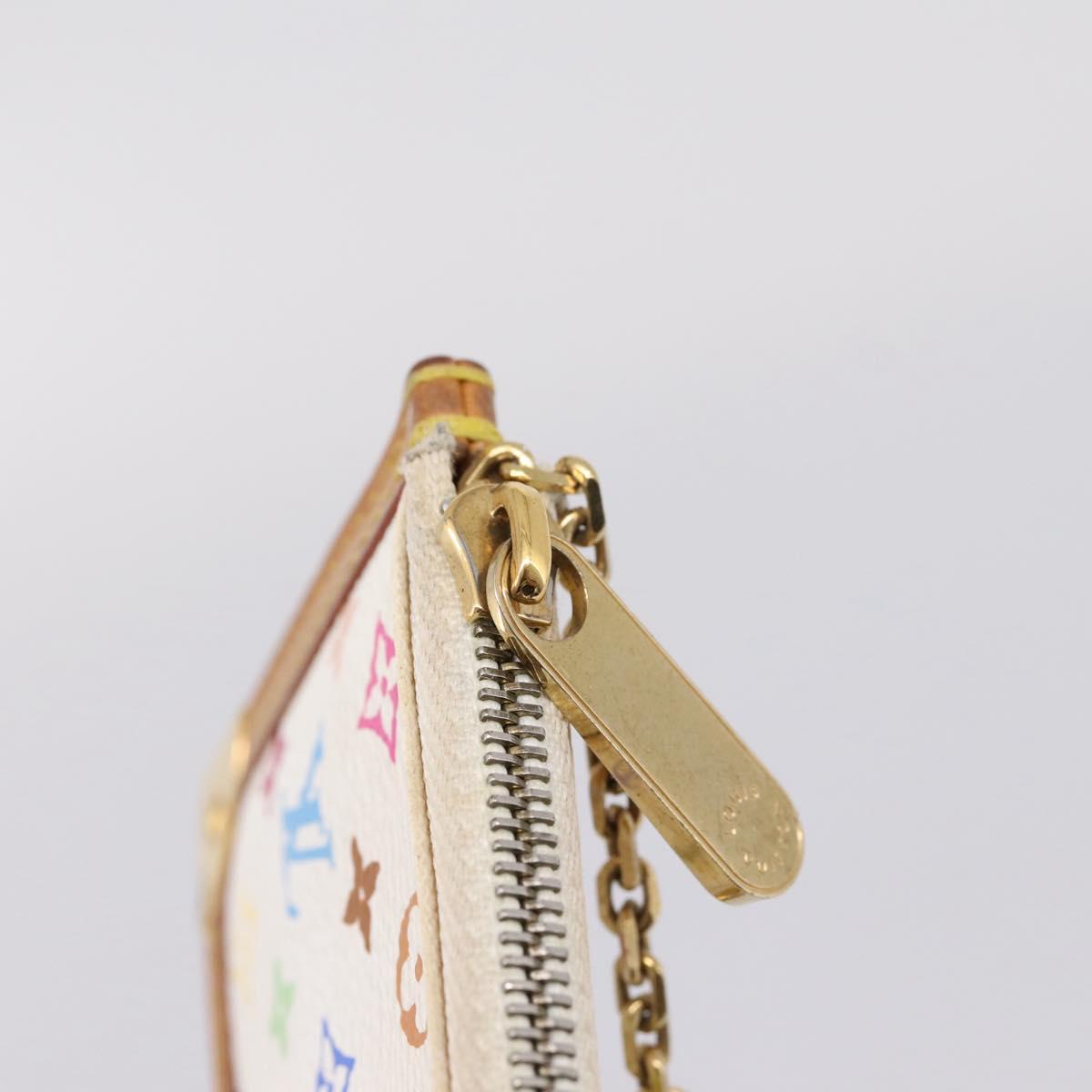LOUIS VUITTON Monogram Multicolor Pochette Cles Purse White M92655 LV Auth LN266