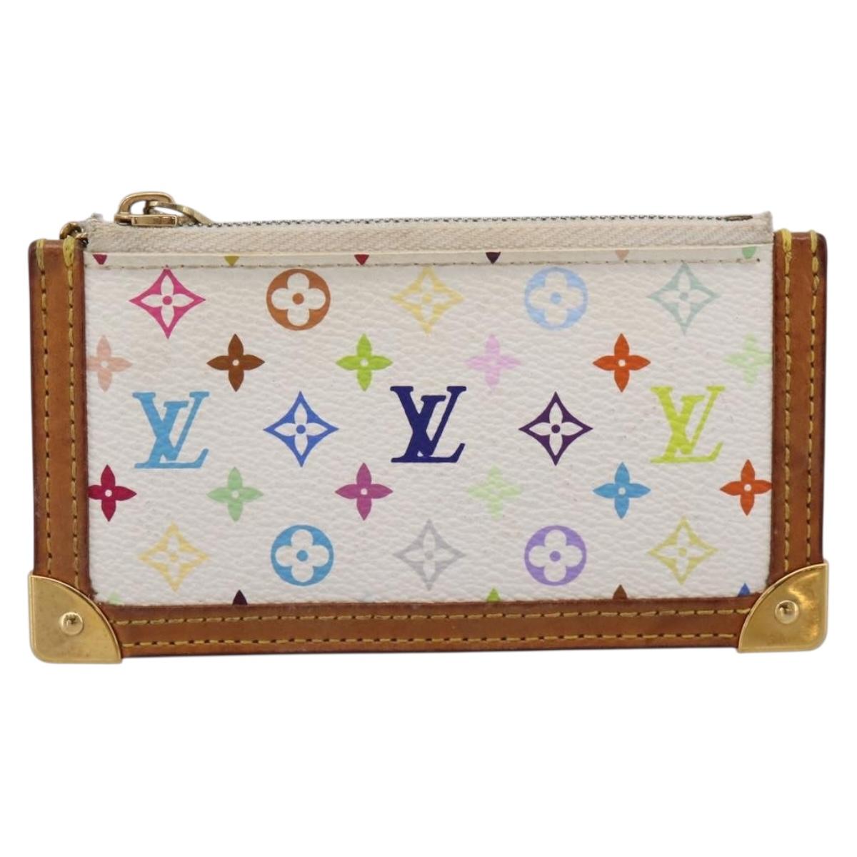 LOUIS VUITTON Monogram Multicolor Pochette Cles Purse White M92655 LV Auth LN266