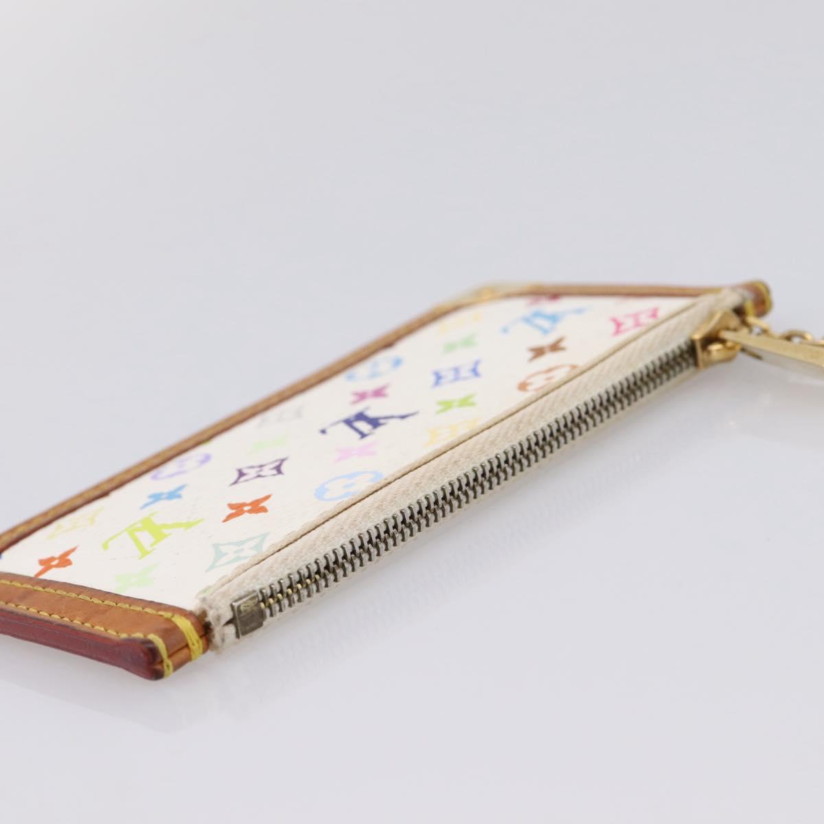 LOUIS VUITTON Monogram Multicolor Pochette Cles Purse White M92655 LV Auth LN266