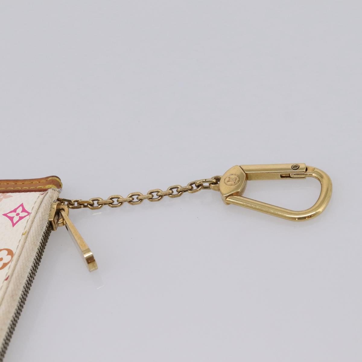 LOUIS VUITTON Monogram Multicolor Pochette Cles Purse White M92655 LV Auth LN266