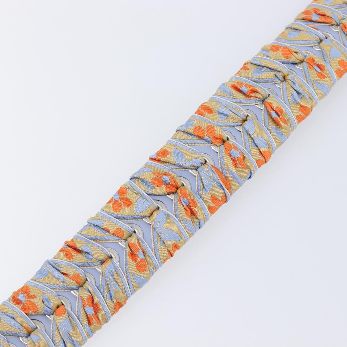 FENDI Shoulder Strap Leather 35.4"" Light Blue Silver Auth LN268V