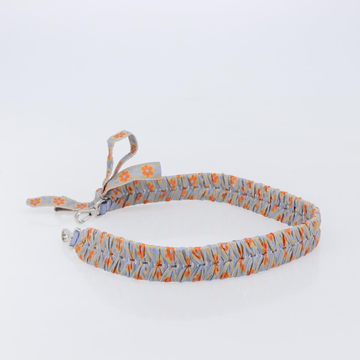 FENDI Shoulder Strap Leather 35.4"" Light Blue Silver Auth LN268V