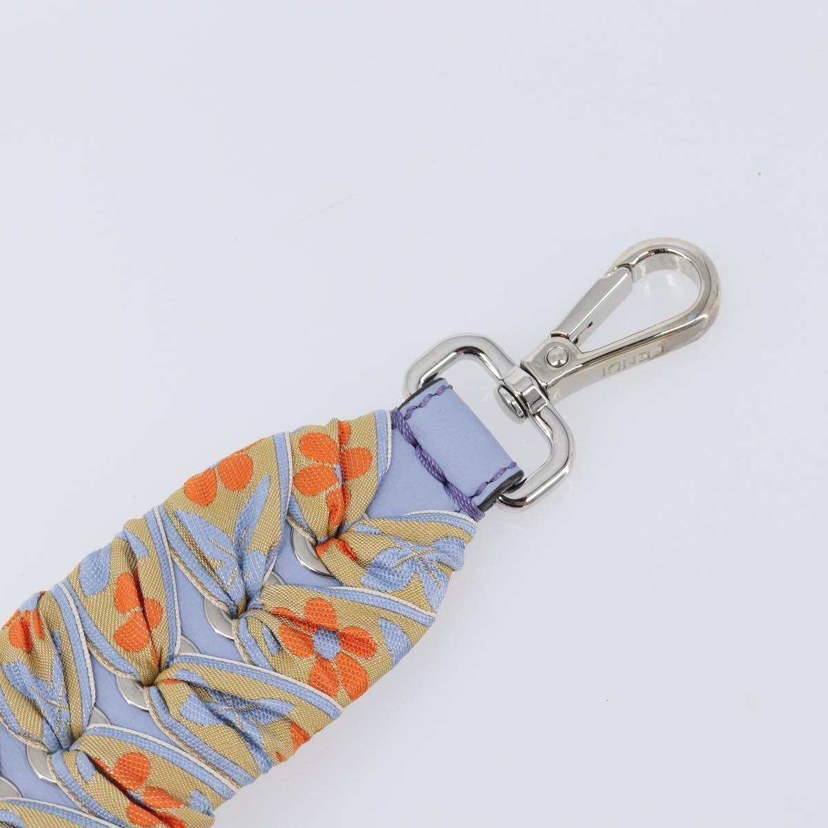 FENDI Shoulder Strap Leather 35.4"" Light Blue Silver Auth LN268V