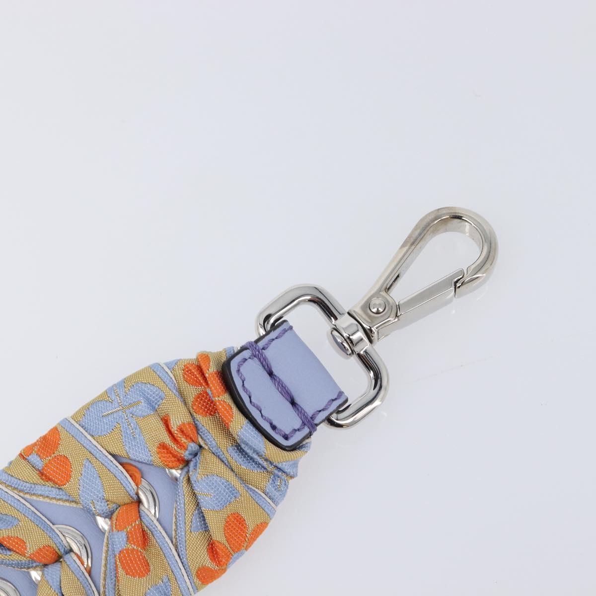 FENDI Shoulder Strap Leather 35.4"" Light Blue Silver Auth LN268V