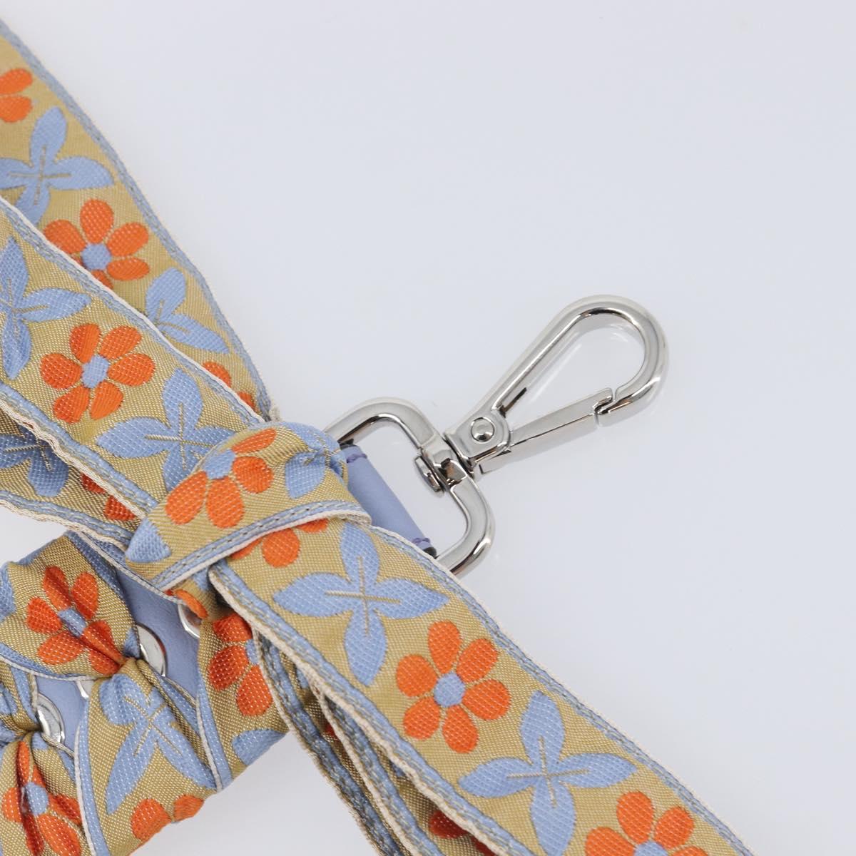 FENDI Shoulder Strap Leather 35.4"" Light Blue Silver Auth LN268V