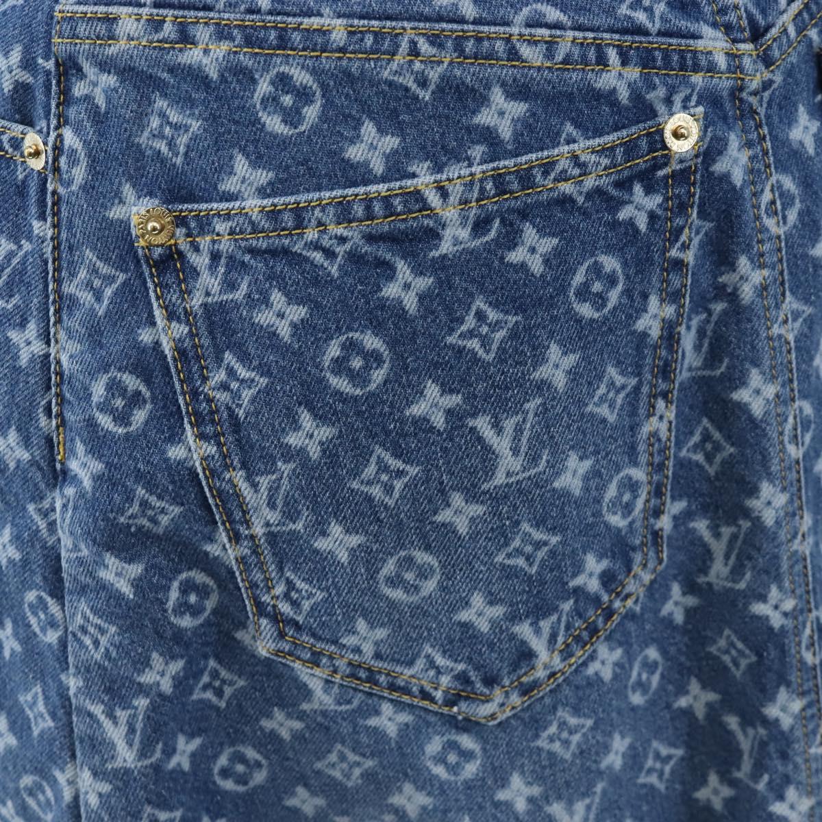 LOUIS VUITTON Monogram Denim Dress 34 Blue LV Auth LN271M