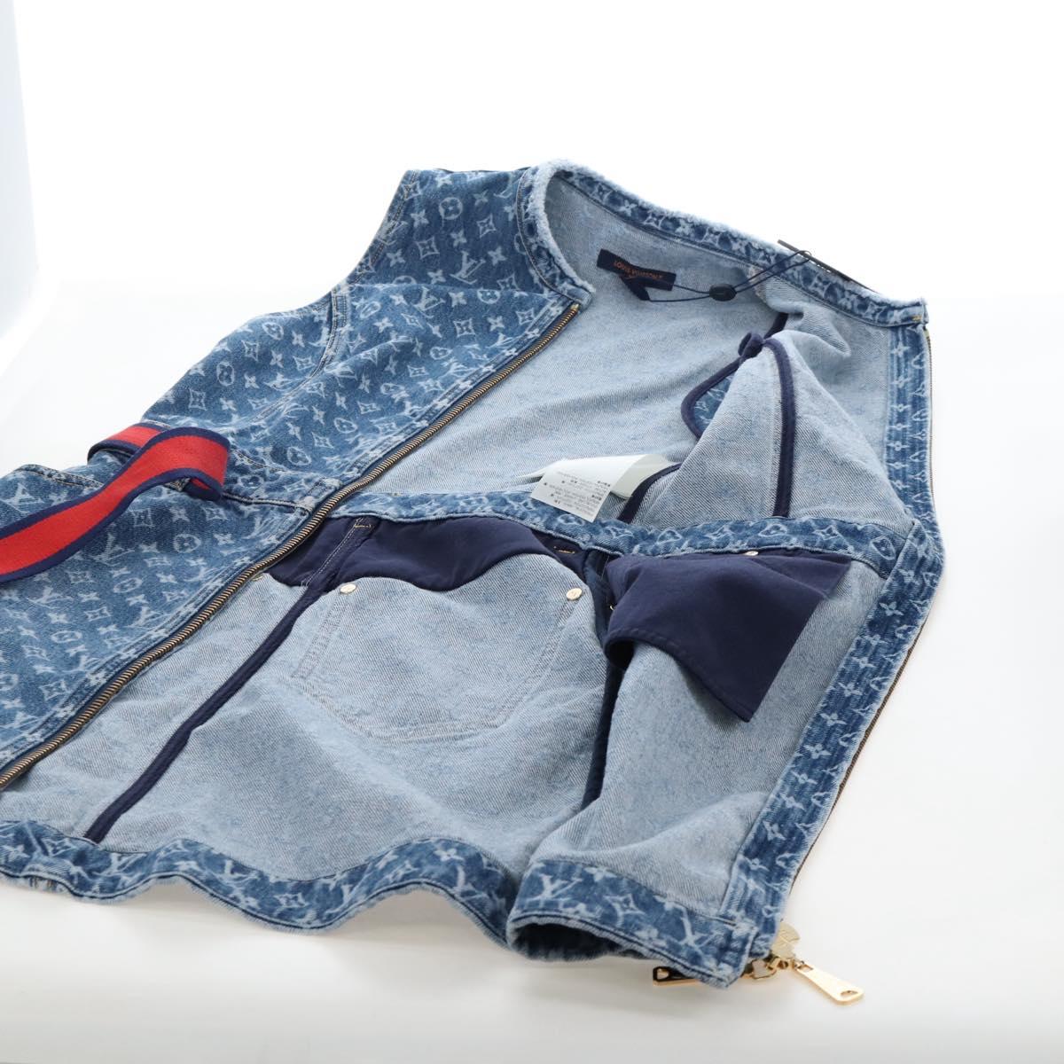 LOUIS VUITTON Monogram Denim Dress 34 Blue LV Auth LN271M