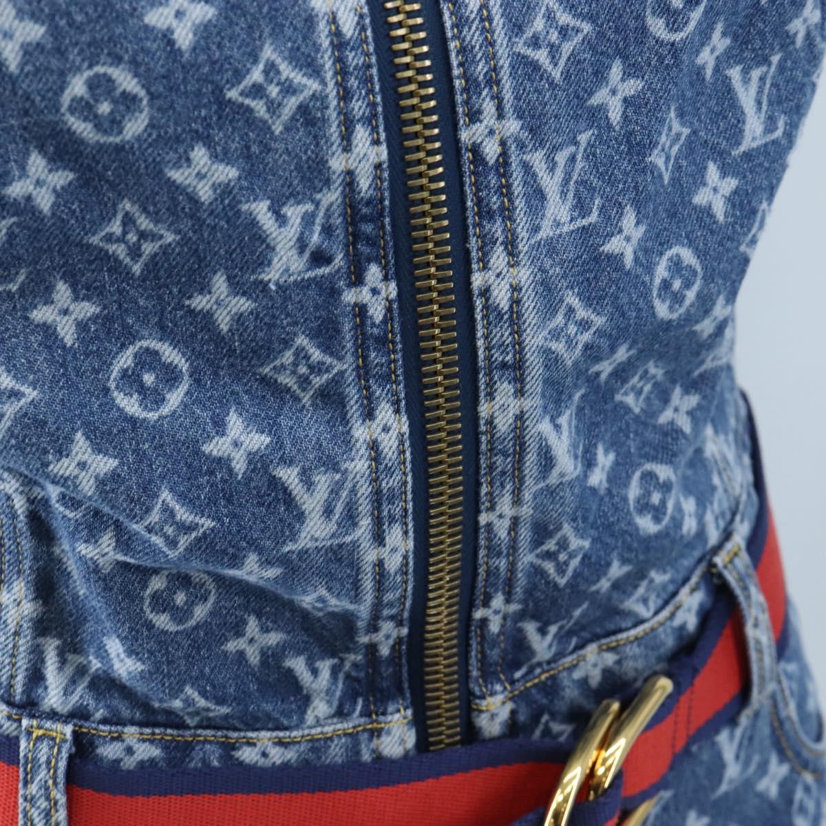 LOUIS VUITTON Monogram Denim Dress 34 Blue LV Auth LN271M