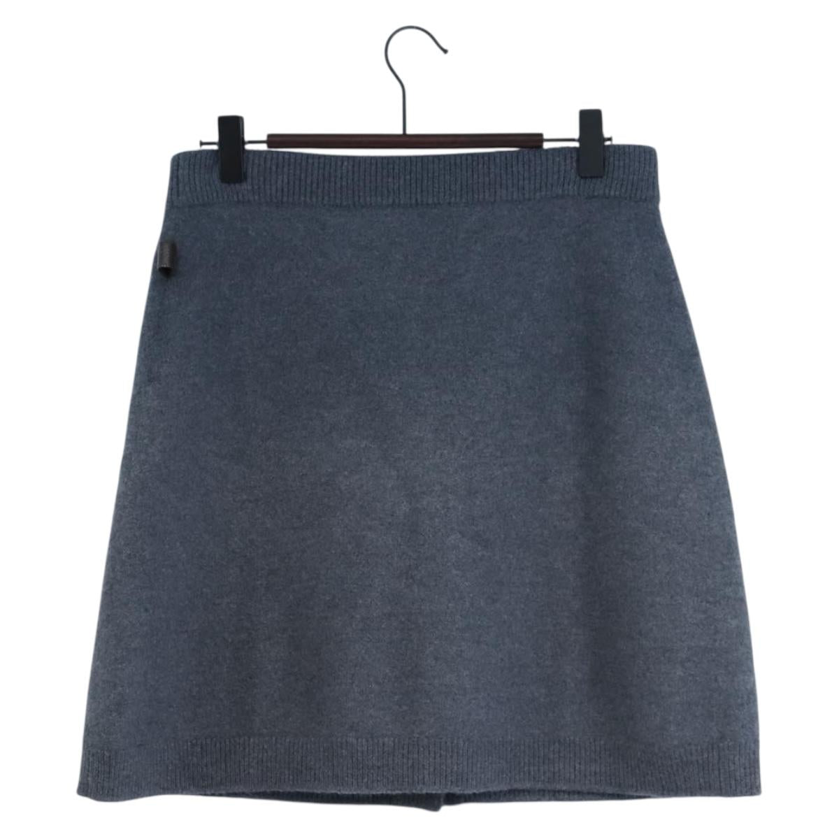 LOUIS VUITTON Skirt Wool S Gray LV Auth LN273M