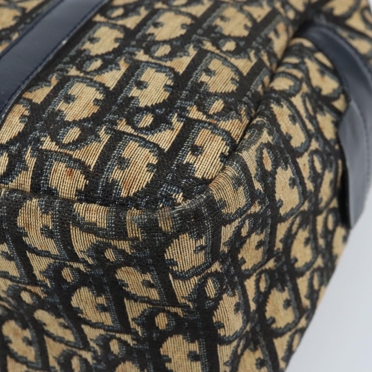 Christian Dior Trotter Canvas Hand Bag Navy Gold Auth LNZ006