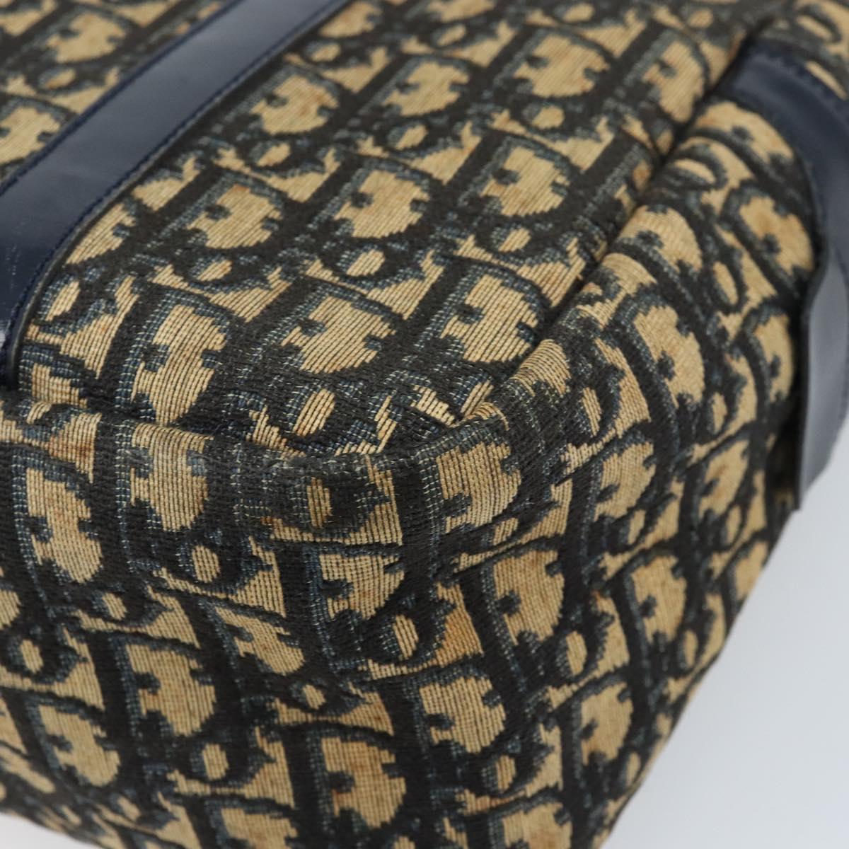 Christian Dior Trotter Canvas Hand Bag Navy Gold Auth LNZ006