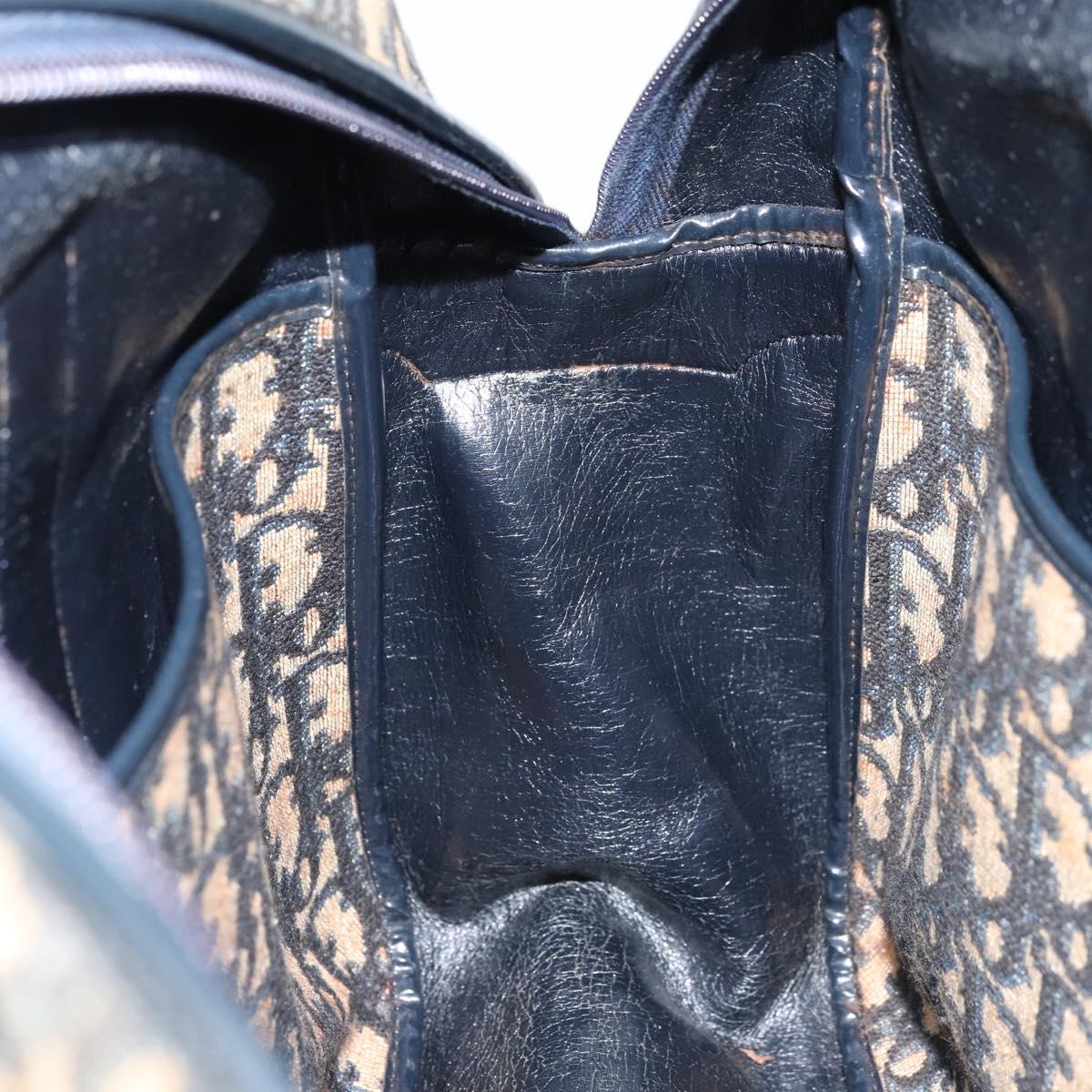 Christian Dior Trotter Canvas Hand Bag Navy Gold Auth LNZ006