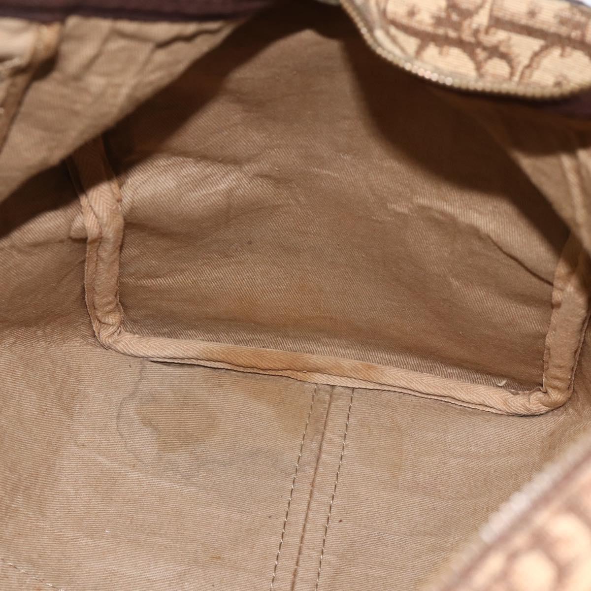 Christian Dior Trotter Canvas Boston Bag Beige Silver Auth LNZ007