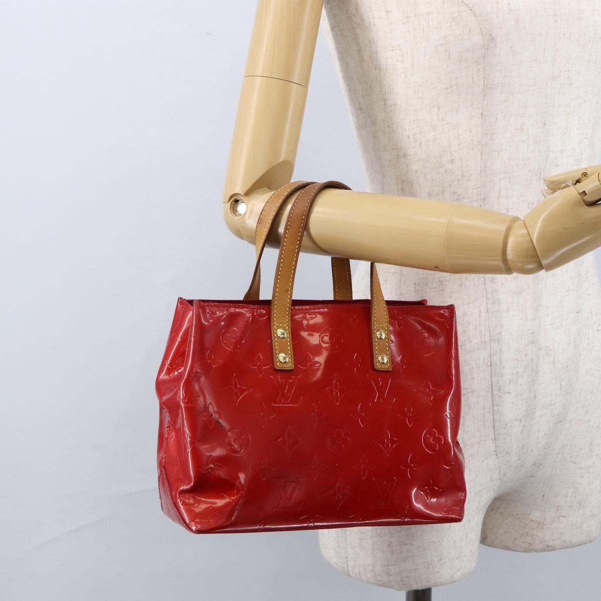 LOUIS VUITTON Monogram Vernis Reade PM Hand Bag Red Rouge M91088 LV Auth LNZ010
