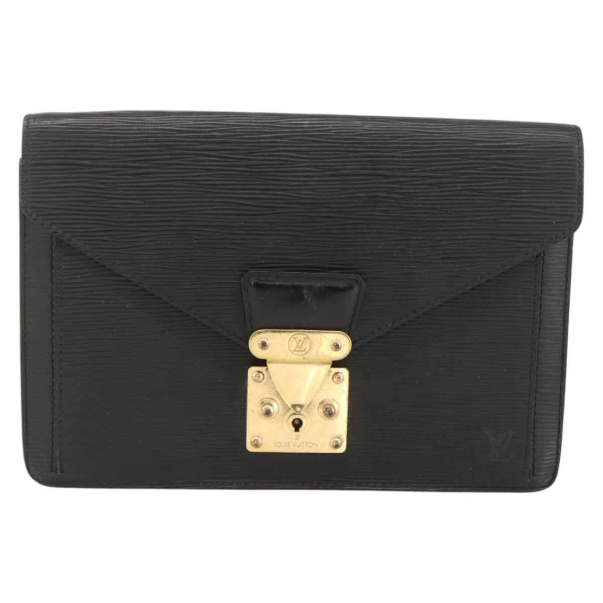 LOUIS VUITTON Epi Serie Dragonne Clutch Bag Black Noir M52612 LV Auth LNZ013