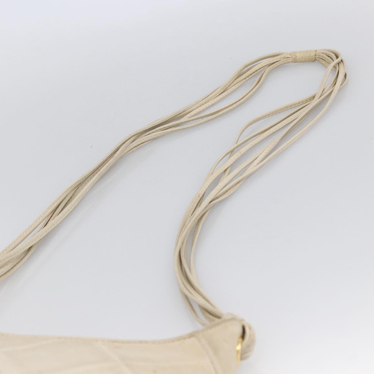 CHANEL Matelasse Shoulder Bag Lamb Skin Ivory Gold CC Auth LNZ015A