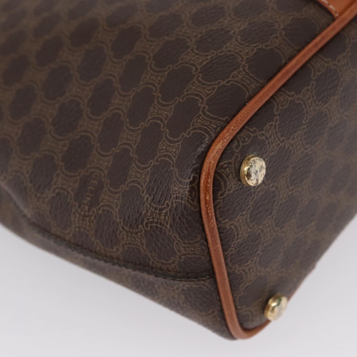 CELINE Macadam Canvas Shoulder Bag PVC Leather Brown Gold Auth LNZ020A
