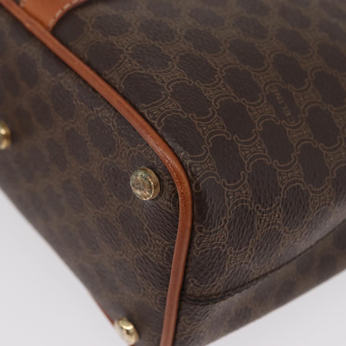 CELINE Macadam Canvas Shoulder Bag PVC Leather Brown Gold Auth LNZ020A