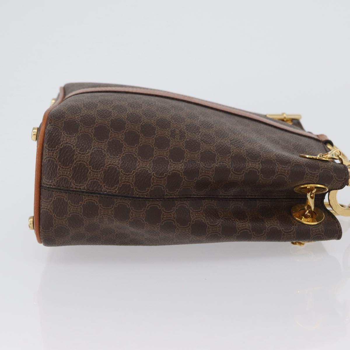 CELINE Macadam Canvas Shoulder Bag PVC Leather Brown Gold Auth LNZ020A