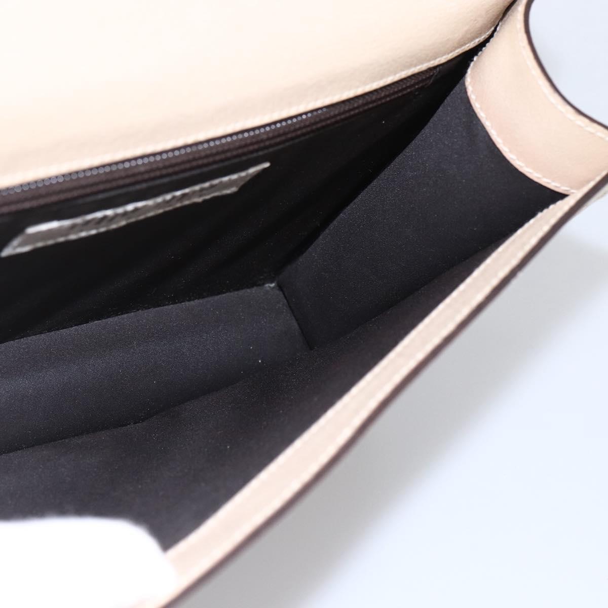 Miu Miu Hand Bag Leather Beige Silver Auth LNZ021