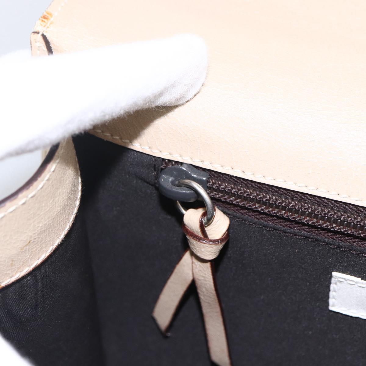 Miu Miu Hand Bag Leather Beige Silver Auth LNZ021
